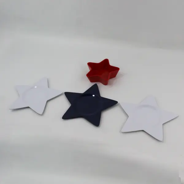 HD Designs 4-Pc Patriotic Star Snack Plates & Dish Red White Blue Melamine
