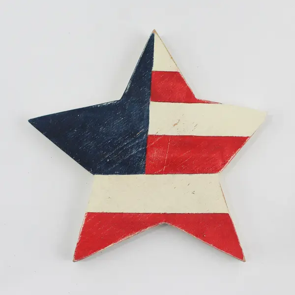 Lot of 2 Patriotic Painted Wooden Cutouts: Uncle Sam and a Star Collins Painting