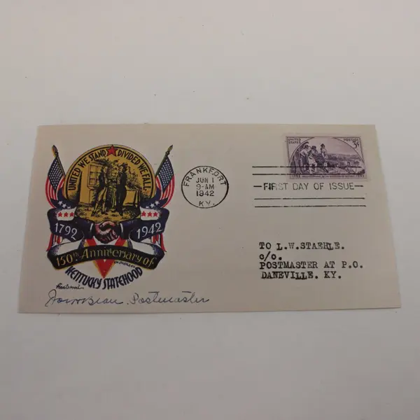 US Fleetwood 1977 Facsimile First Day Cover Kentucky Statehood 150th 1942
