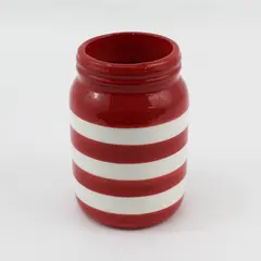 Patriotic Ceramic Jar w/Red & White Stripes Design, 5" Tall  