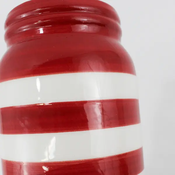 Patriotic Ceramic Jar w/Red & White Stripes Design, 5" Tall  