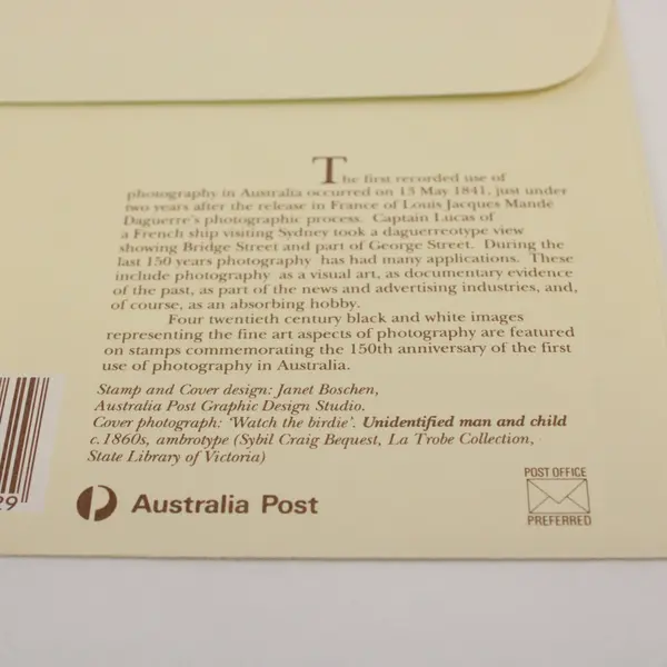 1991 Australia 150 Years Of Photography Stamps First Day Cover 