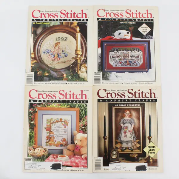 VTG Lot of 4 BH&G Cross Stitch & Country Crafts Magazines 1992 Good