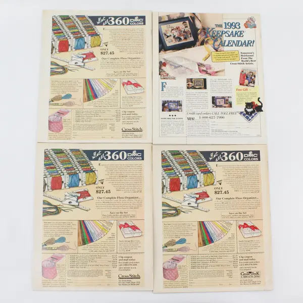 VTG Lot of 4 BH&G Cross Stitch & Country Crafts Magazines 1992 Good