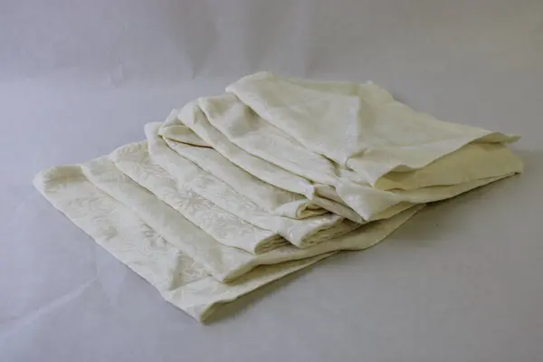 Set of 8 Off-White Damask Cloth Napkins 17" Square FLAWED