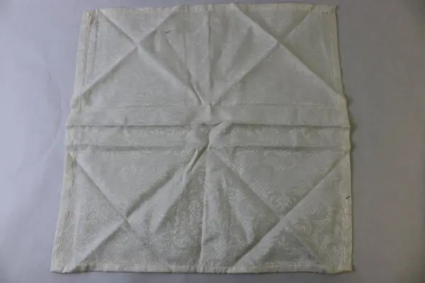 Set of 8 Off-White Damask Cloth Napkins 17" Square FLAWED