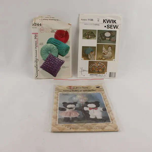 Lot of 3 Sewing Patterns Simplicity 5244 Kwik Sew 1135 Patch Press