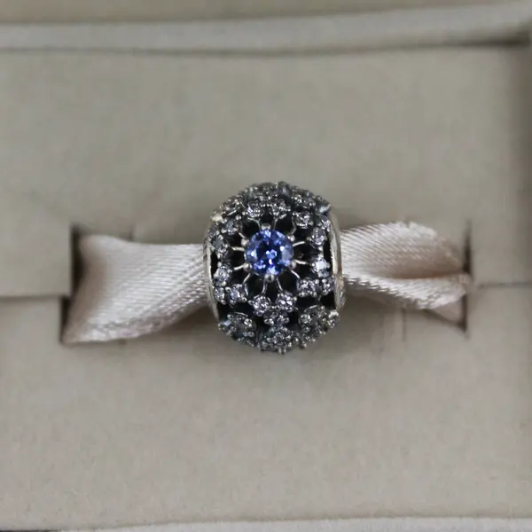 Disney Pandora Sterling Silver Cinderella's Wish Charm Blue Cubic Zirconia