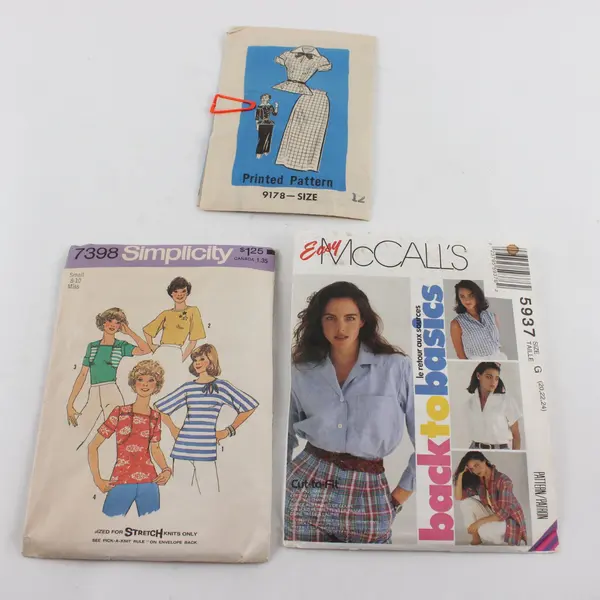 Lot of 3 Simplicity McCall's Sewing Patterns 9178 7398 5937 Sz 12 8-10 20-24