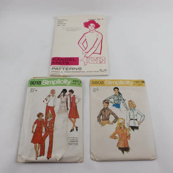 Lot of 3 Sewing Patterns Simplicity 5802 8018 Kandel Knits Size 12-44