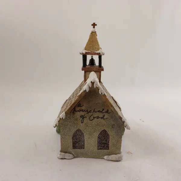 Enesco 107518 Church with 3 Trees Figurine 2002 Holiday Village