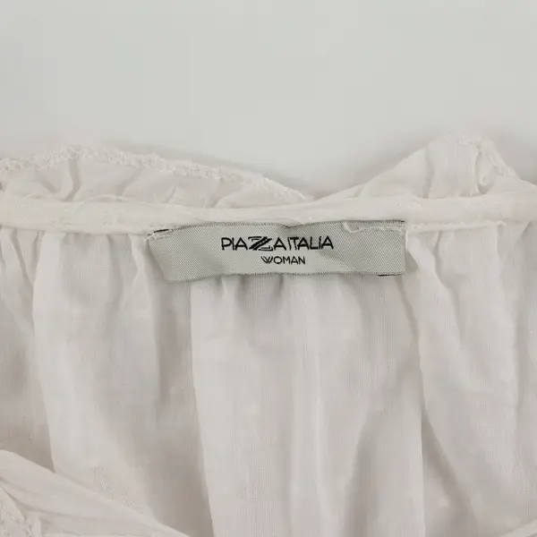 Piazza Italia Women's White Blouse Eyelet Sleeves Hem L/XL
