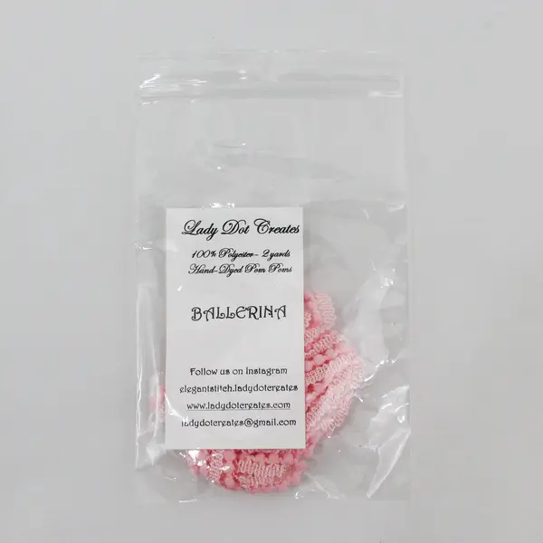 Lot of 2 Lady Dot Creates Polyester PomPoms, 2 Yds. each, Russet & Ballerina New