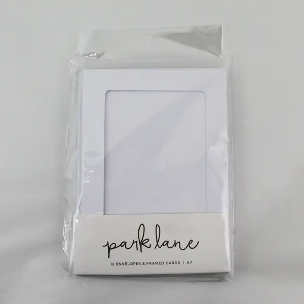 Set of 12 Park Lane Framed White 5"x7" Cards and Envelopes, New 