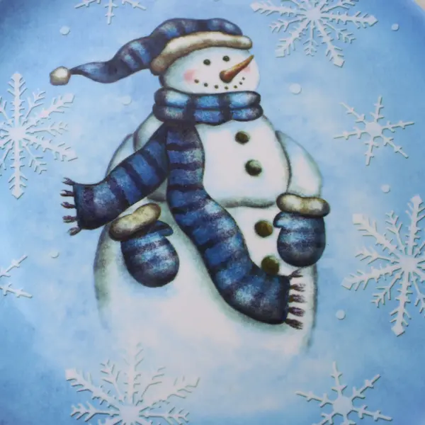 Set of 6 Trisa Snowman Blue Melamine Dinner Plates 11 Inch
