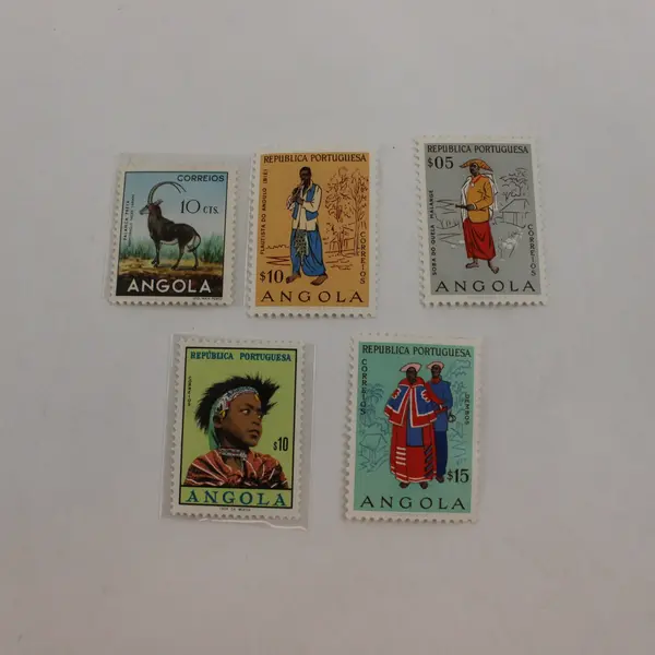Lot Of 5 Angola 1950s Commemorative Stamps Mint Hinged