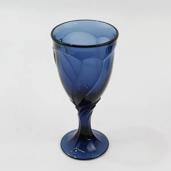 Lot Of 3 Noritake Sweet Swirl Pattern Dark Blue Glass Water Goblets 7" Tall