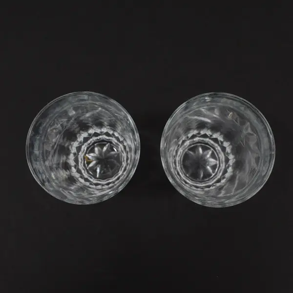 Lot Of 2 Princess House Heritage Pattern Clear Glass Flat Tumblers 5.25" Tall