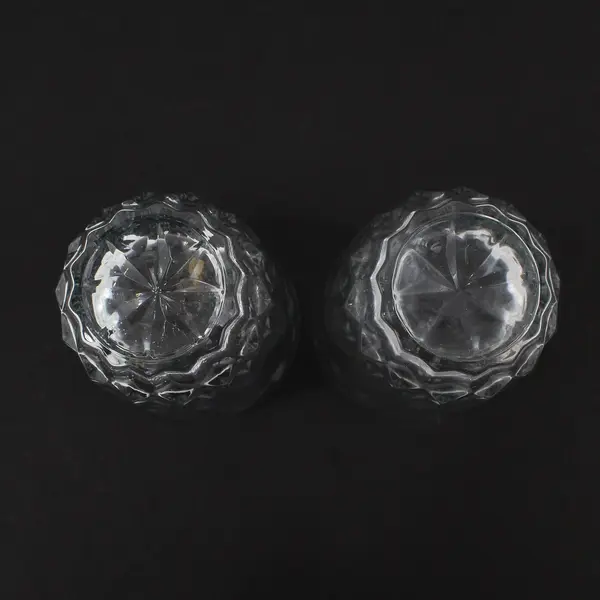 Lot Of 2 Princess House Heritage Pattern Clear Glass Flat Tumblers 5.25" Tall