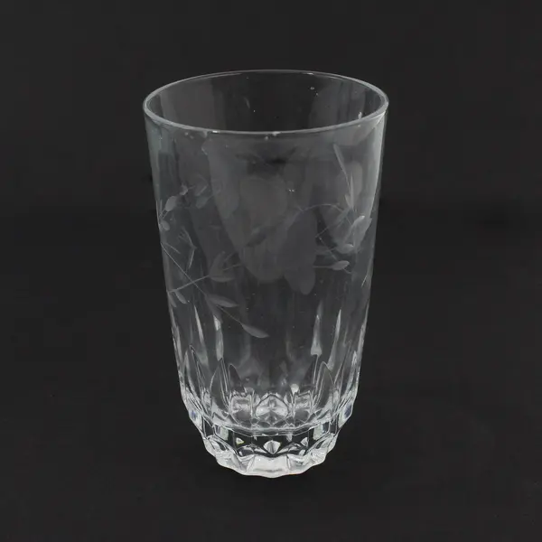 Lot Of 2 Princess House Heritage Pattern Clear Glass Flat Tumblers 5.25" Tall