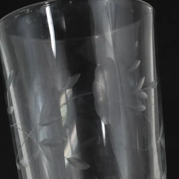 Lot Of 2 Princess House Heritage Pattern Clear Glass Flat Tumblers 5.25" Tall