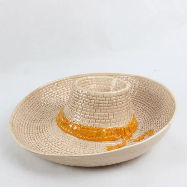 Vintage 1986 Whittier Pottery Sombrero Chips and Salsa Serving Bowl FLAW