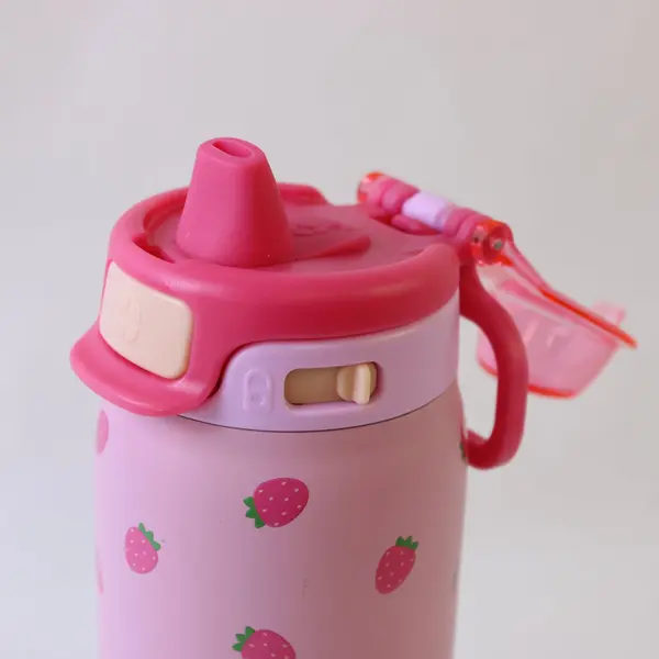 Ello Pop & Fill Strawberries Pink 18oz Straw Bottle
