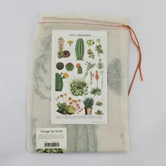 NWT Cavallini & Co. Vintage Tea Towel - Succulents - 100% Natural Cotton