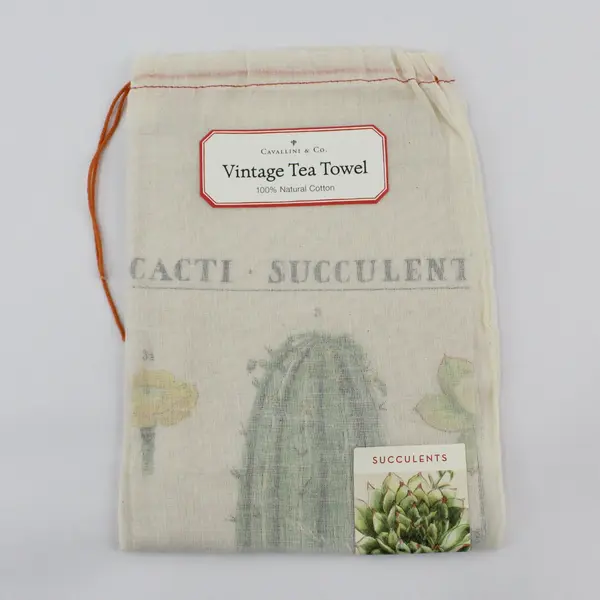 NWT Cavallini & Co. Vintage Tea Towel - Succulents - 100% Natural Cotton
