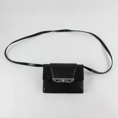 Brighton Black Leather Embossed Croc Crossbody Bag
