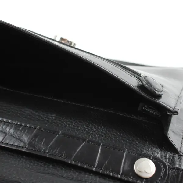 Brighton Black Leather Embossed Croc Crossbody Bag