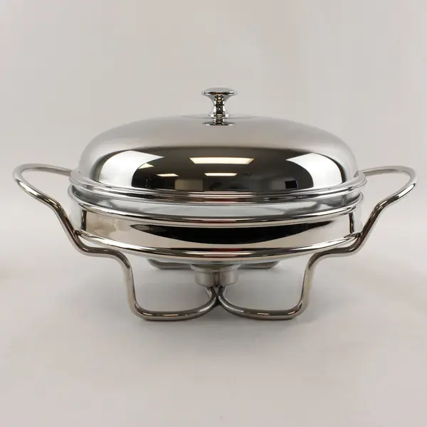 Marinex Stainless Steel Glass Round Buffet Chafing Dish Warmer 4 Pc Set