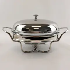 Marinex Stainless Steel Glass Round Buffet Chafing Dish Warmer 4 Pc Set