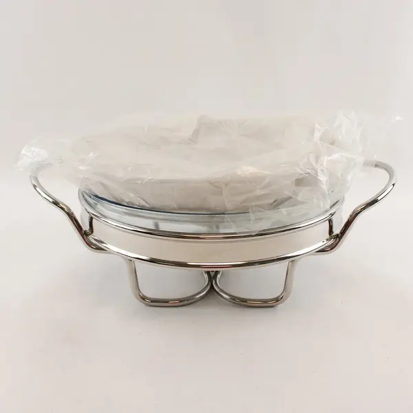 Marinex Stainless Steel Glass Round Buffet Chafing Dish Warmer 4 Pc Set
