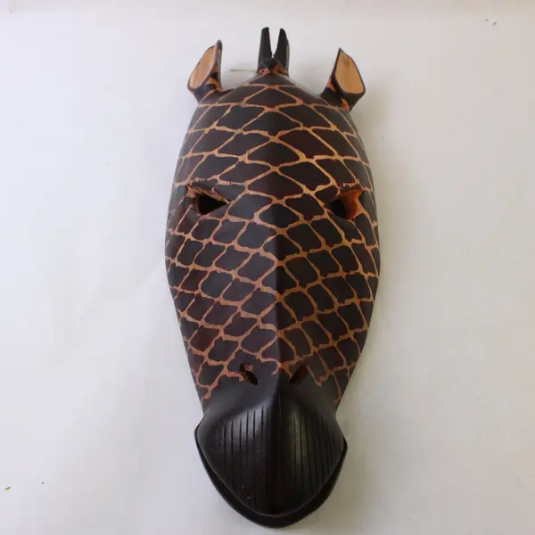 2 Hand Carved Hand Painted Wooden Masks Zebra Giraffe Unbranded Unsigned