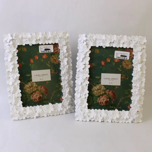 Lot of 2 Laura Ashley Ornate White 5x7 Photo Frames LAR22-37W