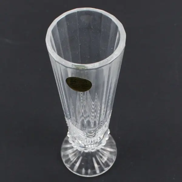 Vintage Bella Cristal, 6 1/2" Footed Bud Vase, Made In Italy, 24% Lead Crystal