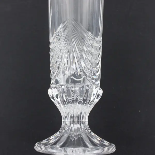 Vintage Bella Cristal, 6 1/2" Footed Bud Vase, Made In Italy, 24% Lead Crystal