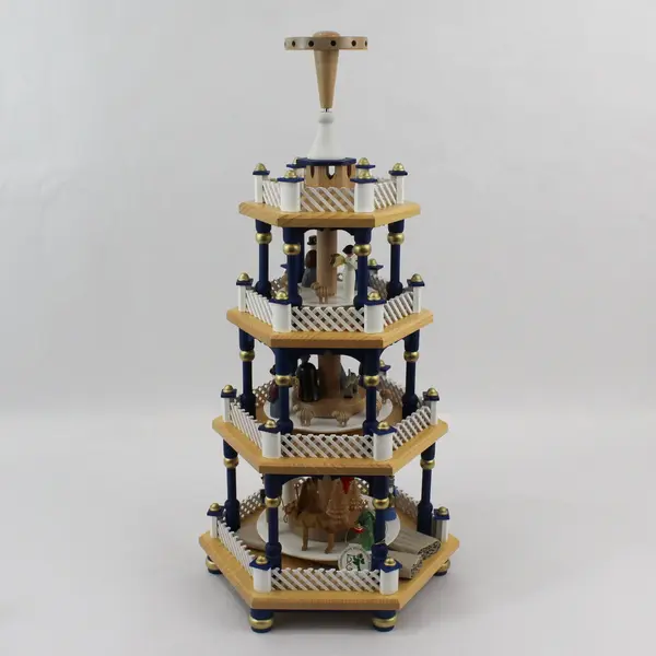 Erzgebirgische Handmade  5 Tier Christmas Wooden Nativity Pyramid   21" 