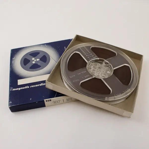 AMPEX Lot of 2 7in Reel-to-Reel Tape Reels One Empty One With Tape
