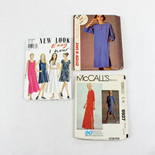 Lot of Three As-is Sewing Patterns: McCall's 9109 and 6927, and New Look 6352