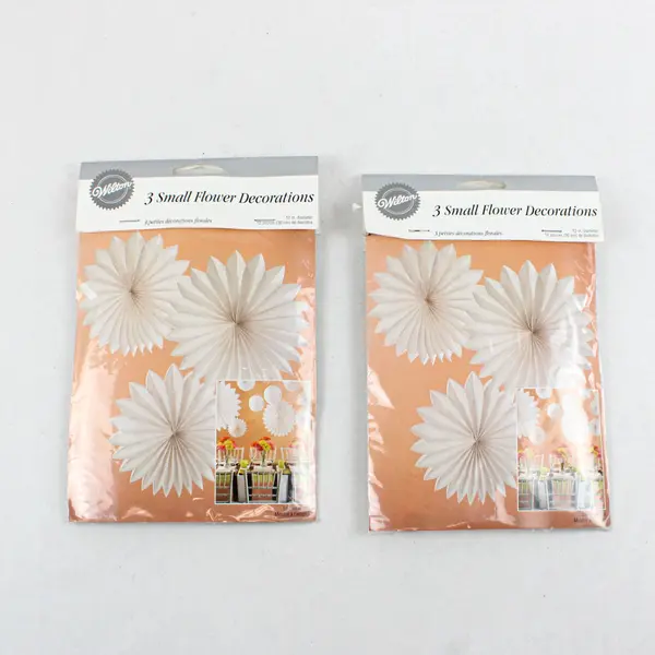 Lot of 2 Wilton 3 Small Flower Decorations 12in Paper Party Decor