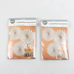Lot of 2 Wilton 3 Small Flower Decorations 12in Paper Party Decor