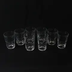 Set of 7 Anchor Hocking Manchester Tartan Clear Juice Glasses 4 in