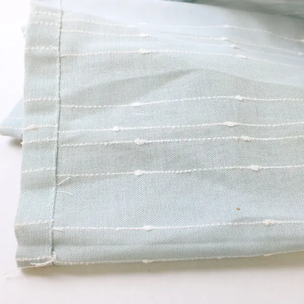 Lucky Brand Shower Curtain Light Blue With White Textured Lines and Hooks