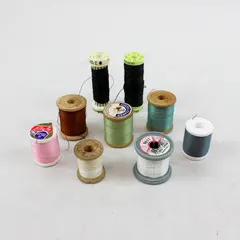 Lot of 9 Sewing Thread Spools Assorted Colors Pre-Owned