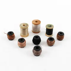 Lot of 9 Assorted Brown Tan Black Sewing Thread Spools Mixed Brands