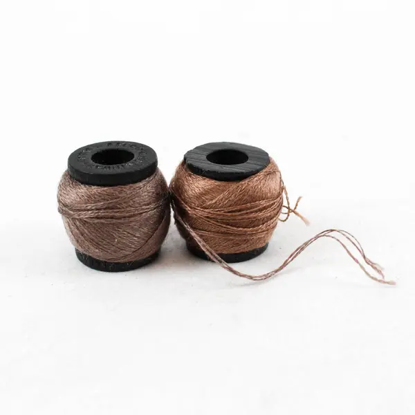 Lot of 9 Assorted Brown Tan Black Sewing Thread Spools Mixed Brands