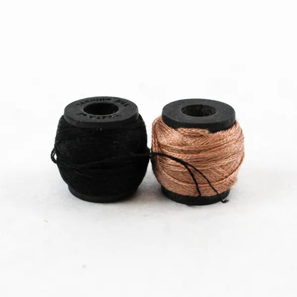 Lot of 9 Assorted Brown Tan Black Sewing Thread Spools Mixed Brands