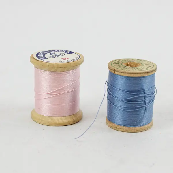 Lot of 7 Sewing Thread Spools Assorted Colors Blue Cream Burgundy Pink